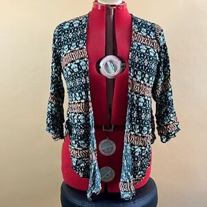 Earthbound Trading L/XL Lightweight Multicolor Cardigan/Cover-Up